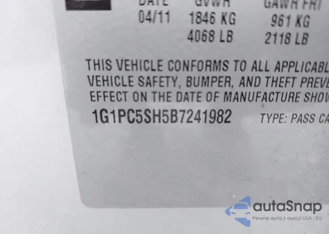 2011 Chevrolet Cruze Ls from USA, damaged, VIN 1G1PC5SH5B7241982